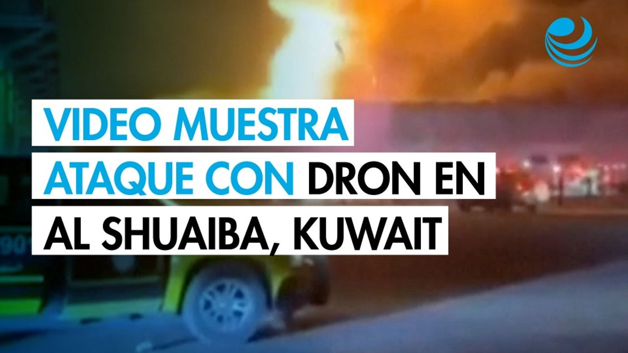 Video capta impacto de dron en almacén de Kuwait.