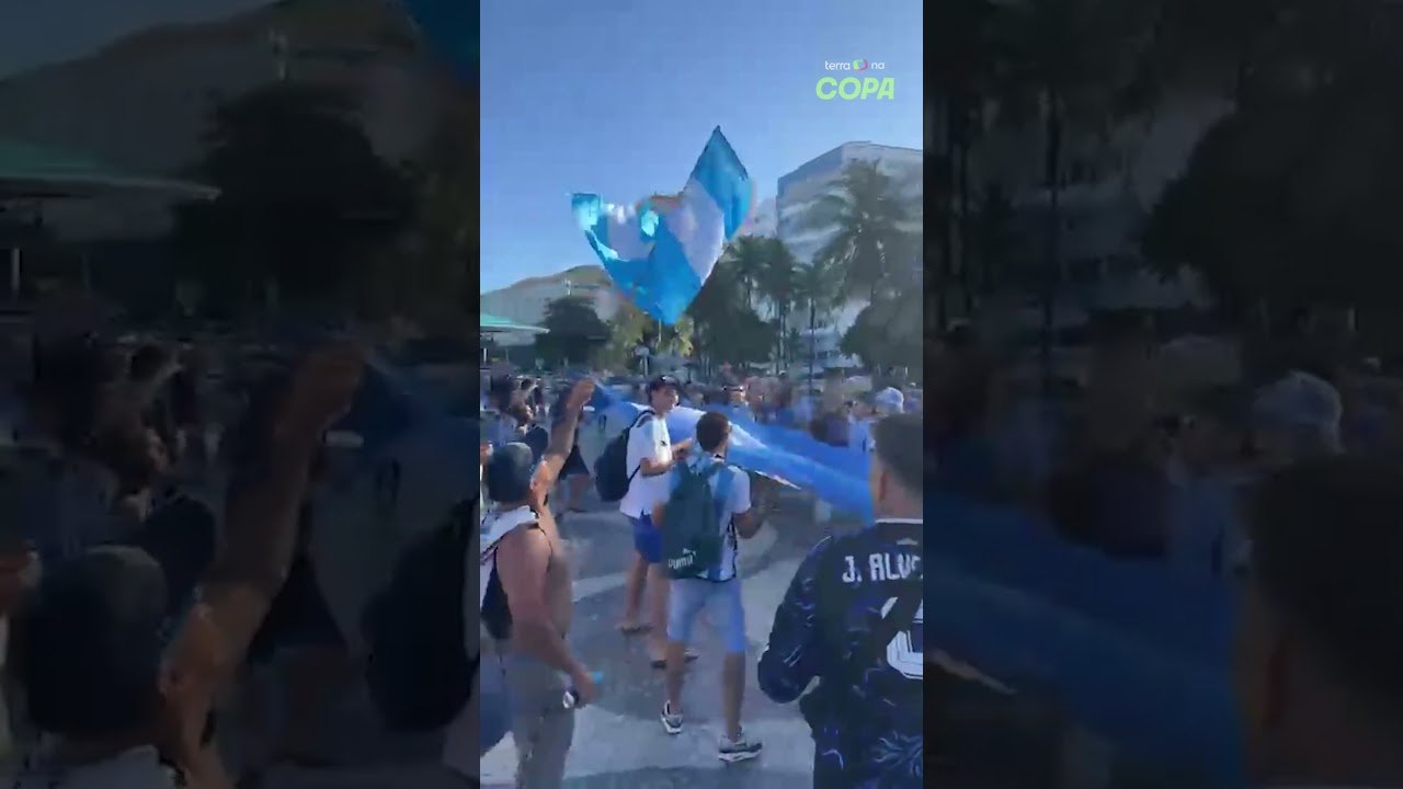 Torcida da Argentina ‘pinta’ Copacabana de azul e branco em festa antes de duelo com a Inglaterra