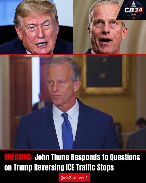 John Thune Asked About Trump Reversing Decision to Halt ICE Traffic Stops During Senate GOP Briefing