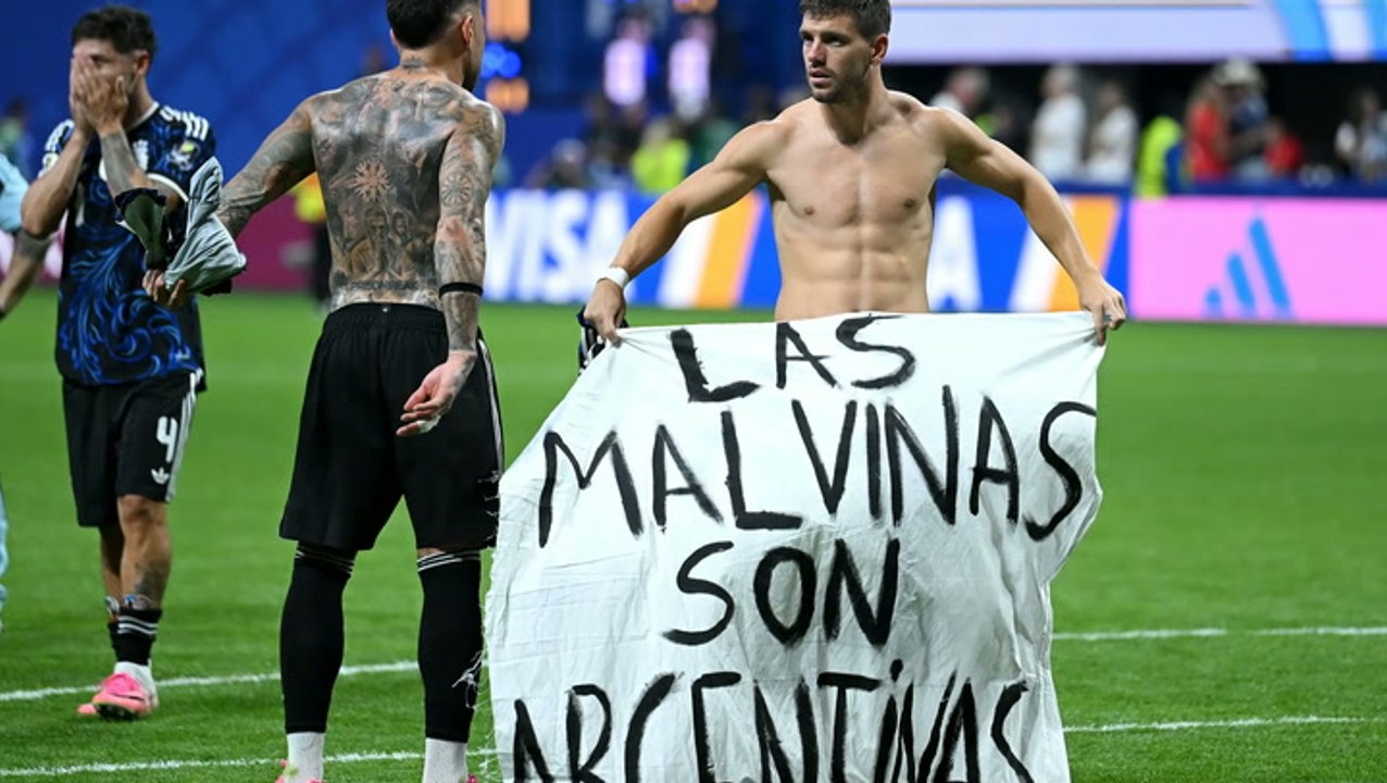 ‘Malvinas are Argentinian’: Victors celebrate with Falklands banner after England World Cup exit
