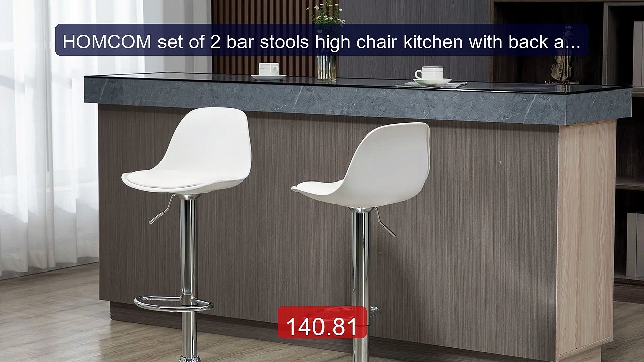 HOMCOM set of 2 bar stools high chair kitchen with back and foot r... -- Best Deal 2026 | Shop Now!