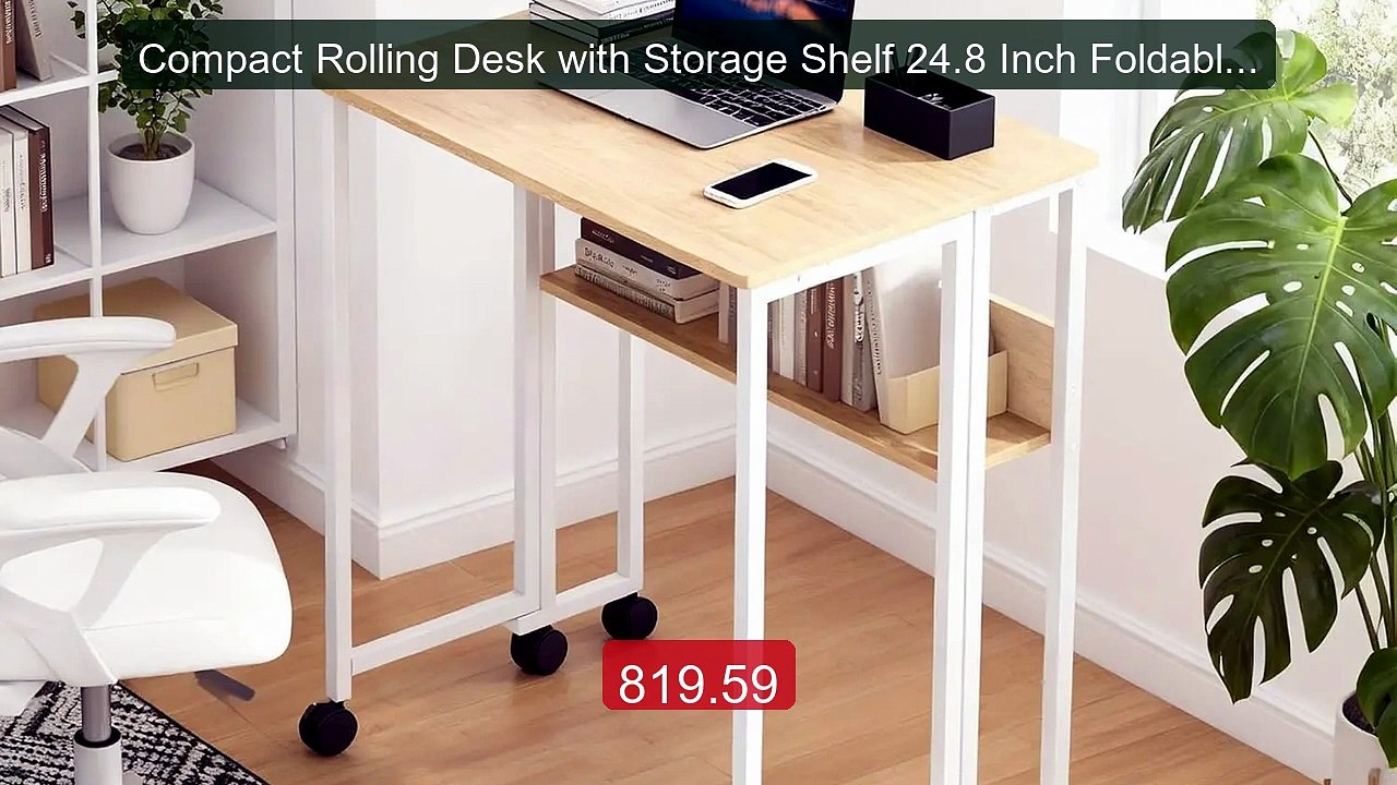 Compact Rolling Desk with Storage Shelf 24.8 Inch Foldable Com... -- Hot Deal 2026 | Limited Offer!
