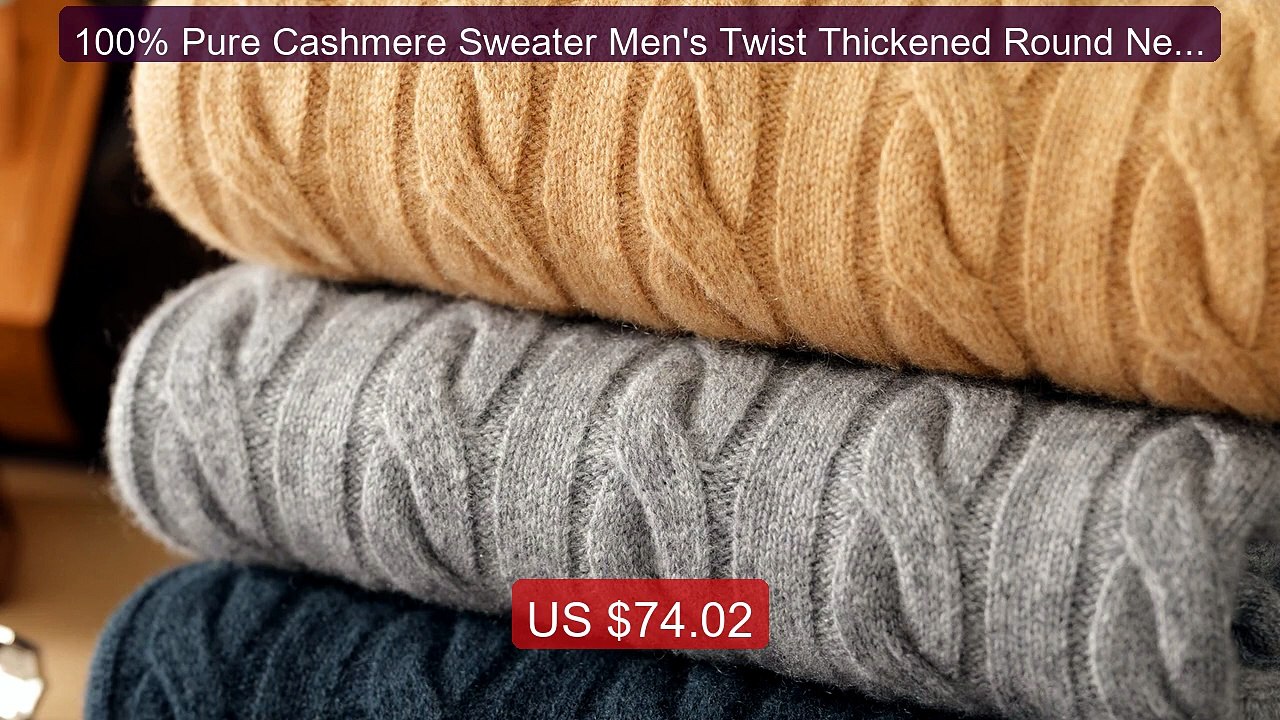 100% Pure Cashmere Sweater Men's Twist Thickened Round Neck Long S... -- Best Deal 2026 | Shop Now!