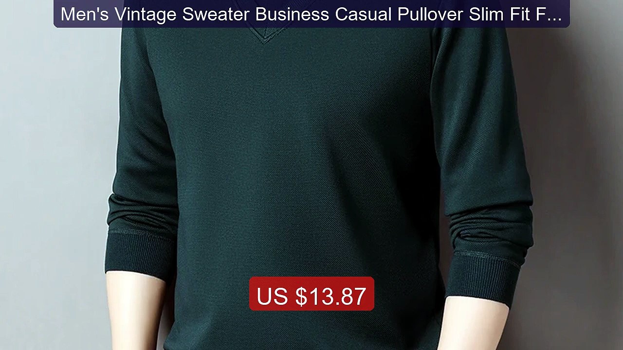Men's Vintage Sweater Business Casual Pullover Slim Fit Fleece Lin... -- Best Deal 2026 | Shop Now!
