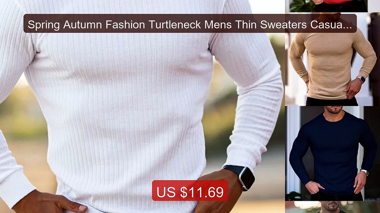 Spring Autumn Fashion Turtleneck Mens Thin Sweaters Casual ... -- Top Pick 2026 | Unbeatable Price!