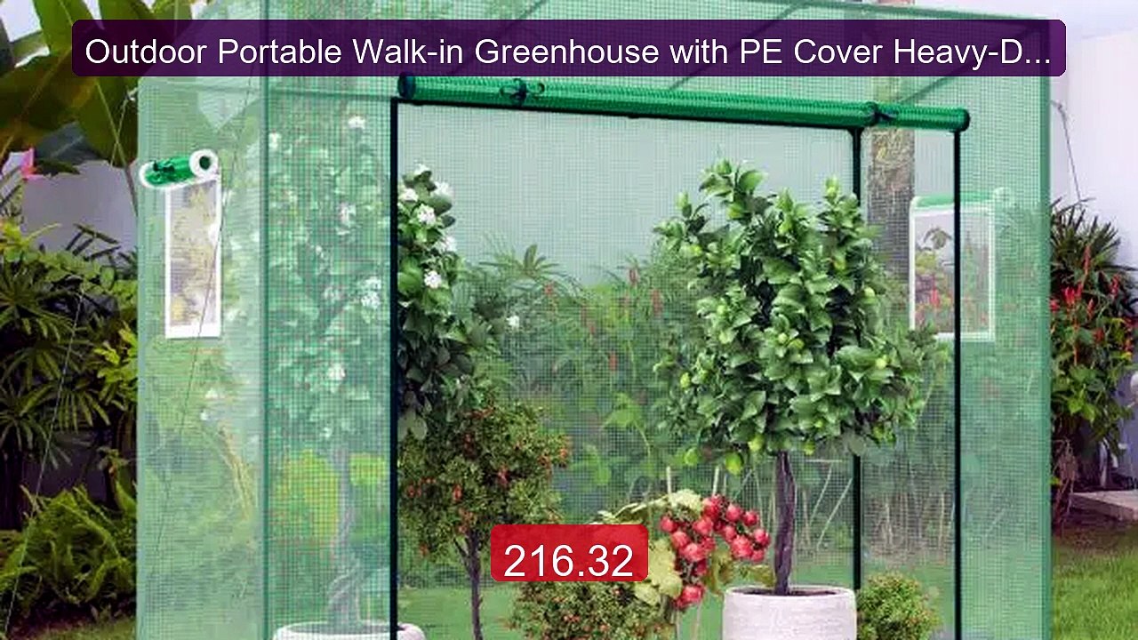 Outdoor Portable Walk-in Greenhouse with PE Cover Heavy-Duty M... -- Best Buy 2026 | Great Quality!