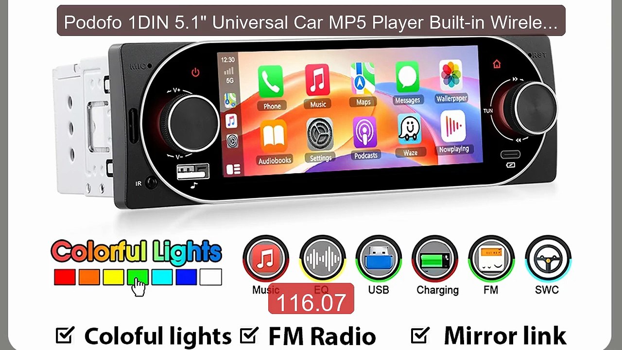 Podofo 1DIN 5.1" Universal Car MP5 Player Built-in Wireless C... -- Amazing Value 2026 | Must Have!