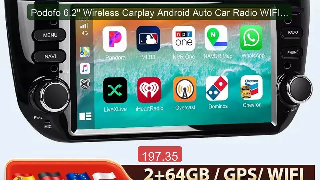 Podofo 6.2'' Wireless Carplay Android Auto Car Radio WIFI GPS ... Hot Deal 2026 | Limited Offer!