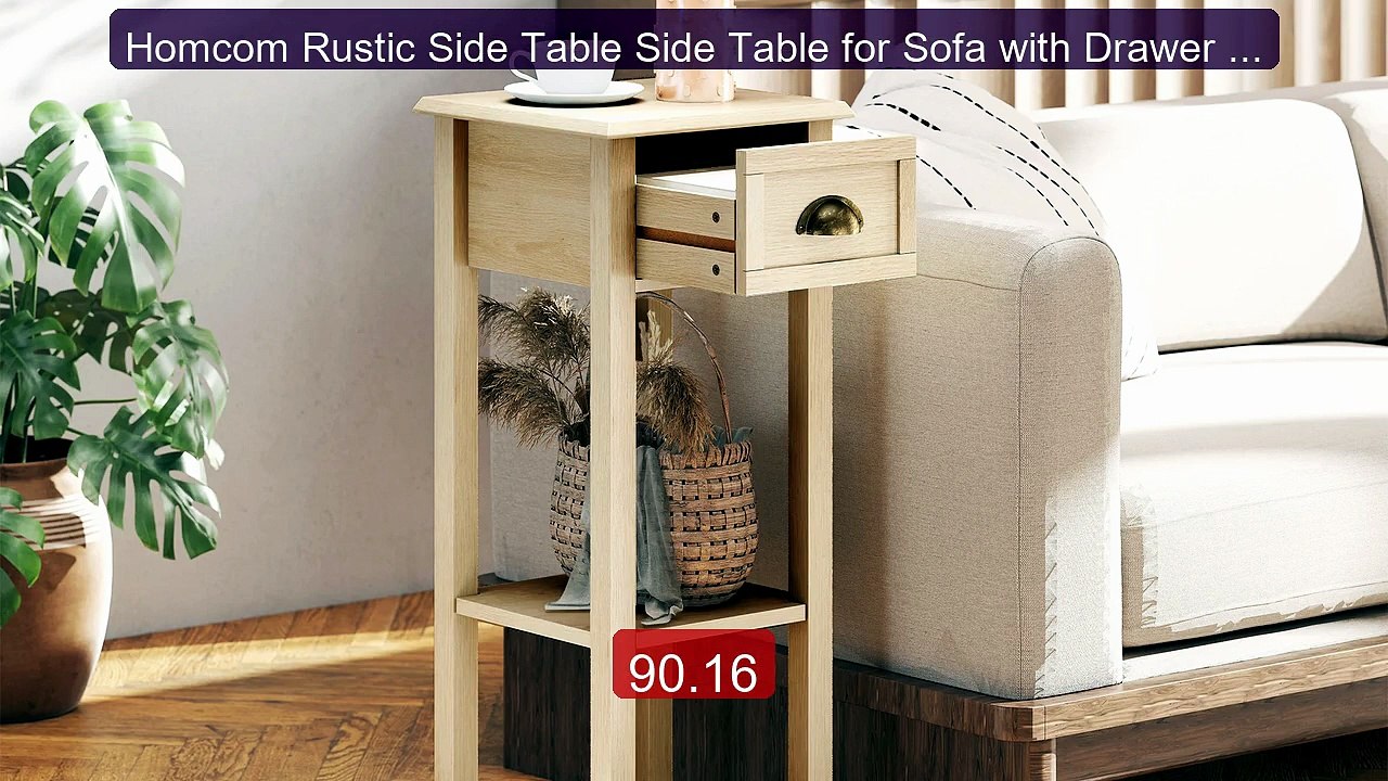 Homcom Rustic Side Table Side Table for Sofa with Drawer and Shelf ... -- Top Rated 2026 | Buy Now!