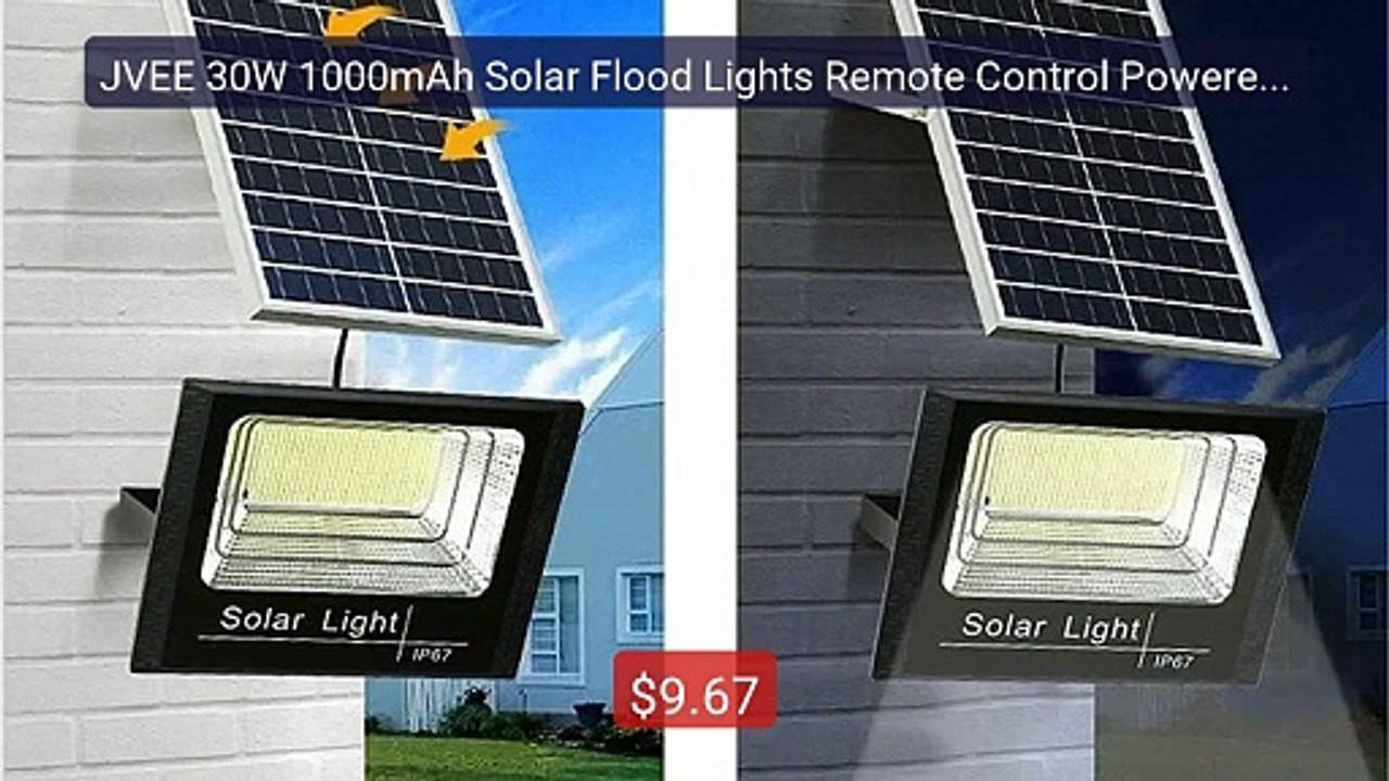 JVEE 30W 1000mAh Solar Flood Lights Remote Control Powered Spo... -- Best Buy 2026 | Great Quality!