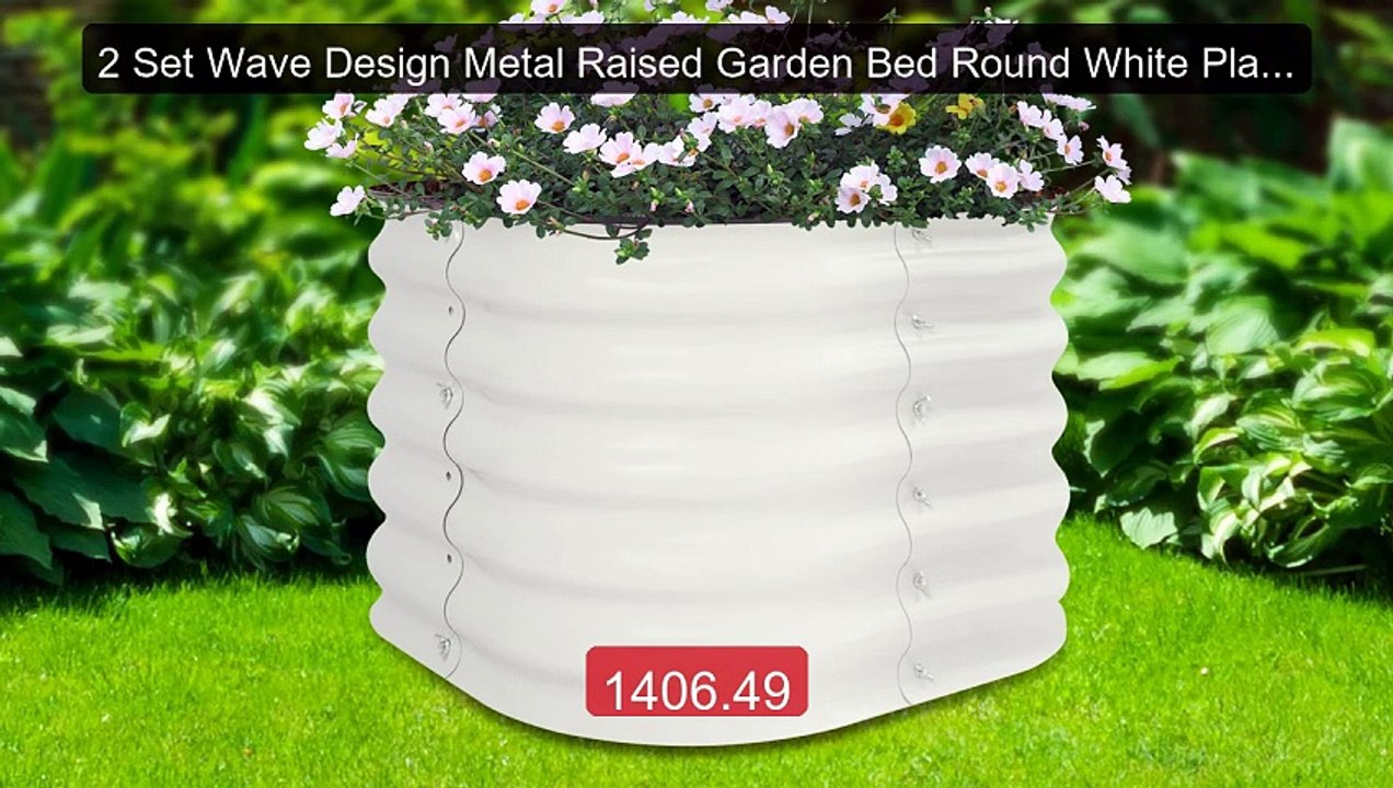 2 Set Wave Design Metal Raised Garden Bed Round White Planter Box ... -- Best Deal 2026 | Shop Now!