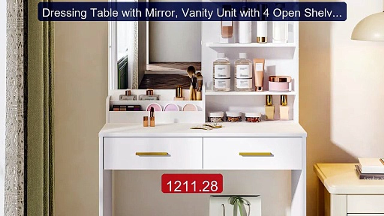 Dressing Table with Mirror, Vanity Unit with 4 Open Shelves... -- Top Pick 2026 | Unbeatable Price!