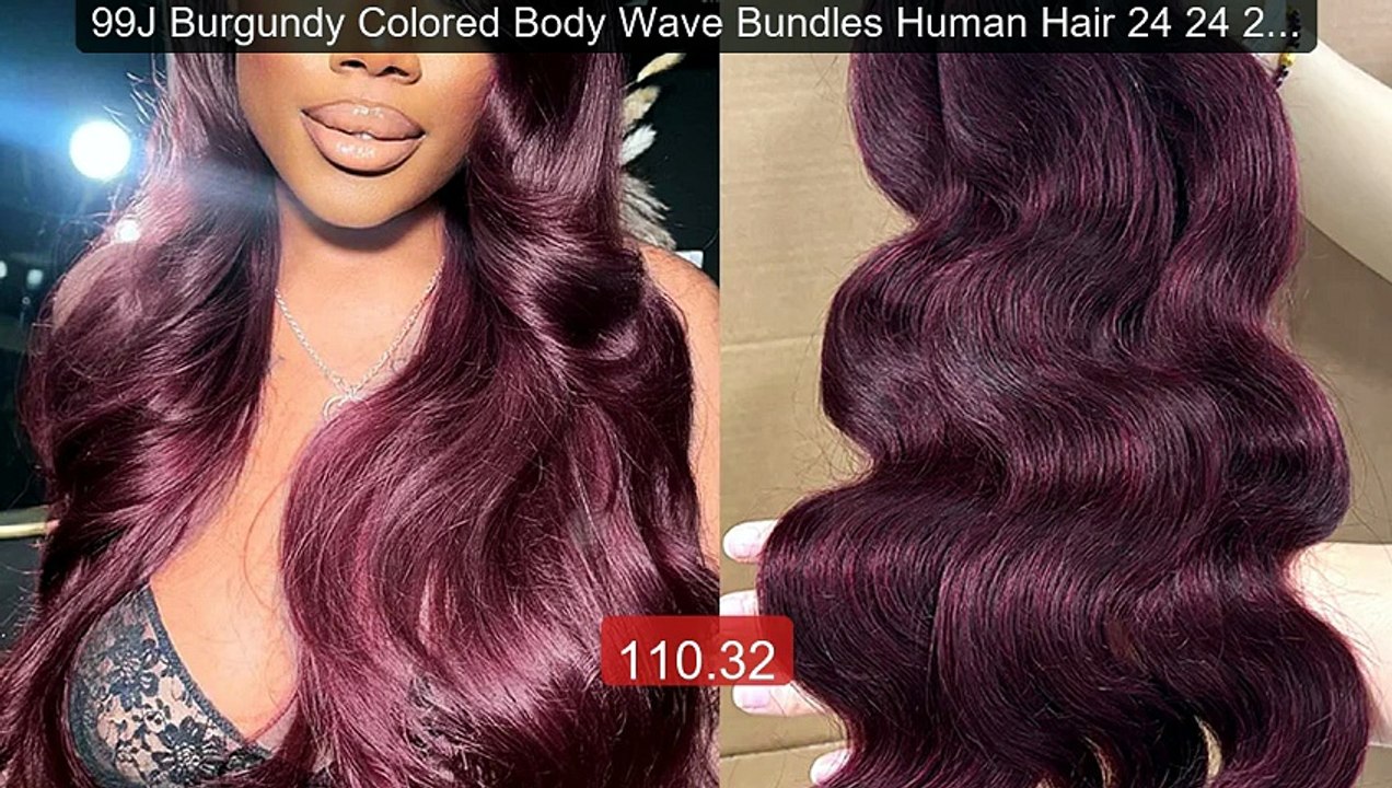 99J Burgundy Colored Body Wave Bundles Human Hair 24 24 24 Inc... -- Best Buy 2026 | Great Quality!