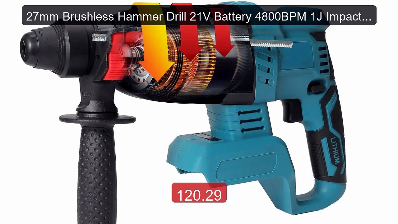 27mm Brushless Hammer Drill 21V Battery 4800BPM 1J Impact Ene... -- Amazing Value 2026 | Must Have!