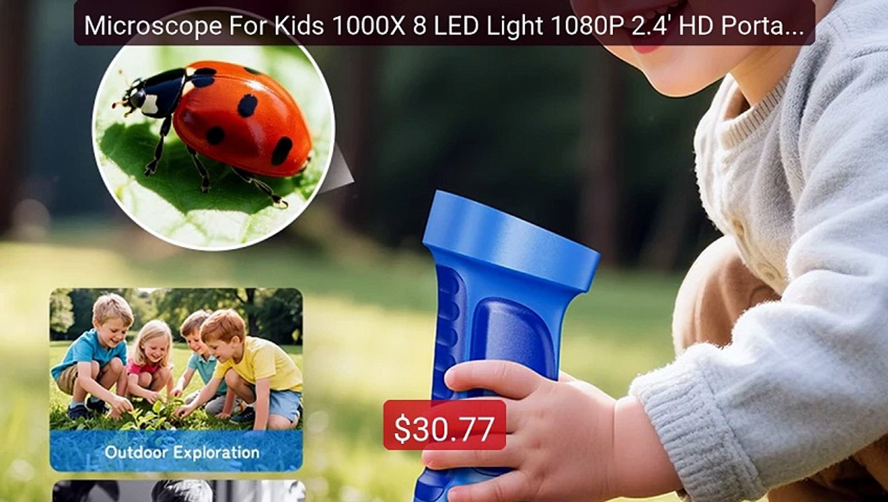 Microscope For Kids 1000X 8 LED Light 1080P 2.4' HD Portable ... -- Amazing Value 2026 | Must Have!