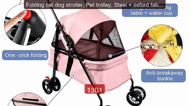 Folding cat dog stroller, Pet trolley, Steel + oxford fabric, ... Hot Deal 2026 | Limited Offer!