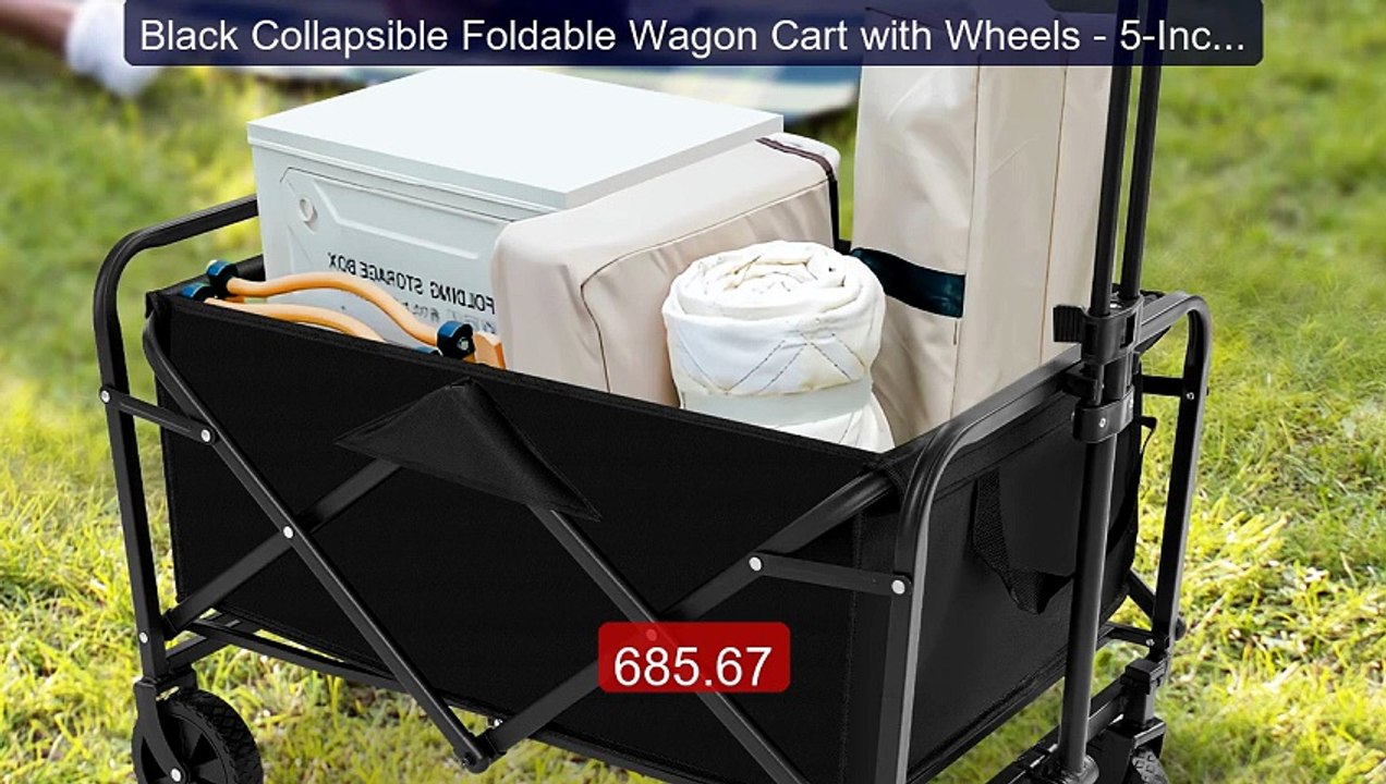 Black Collapsible Foldable Wagon Cart with Wheels - 5-Inch Wh... -- Amazing Value 2026 | Must Have!