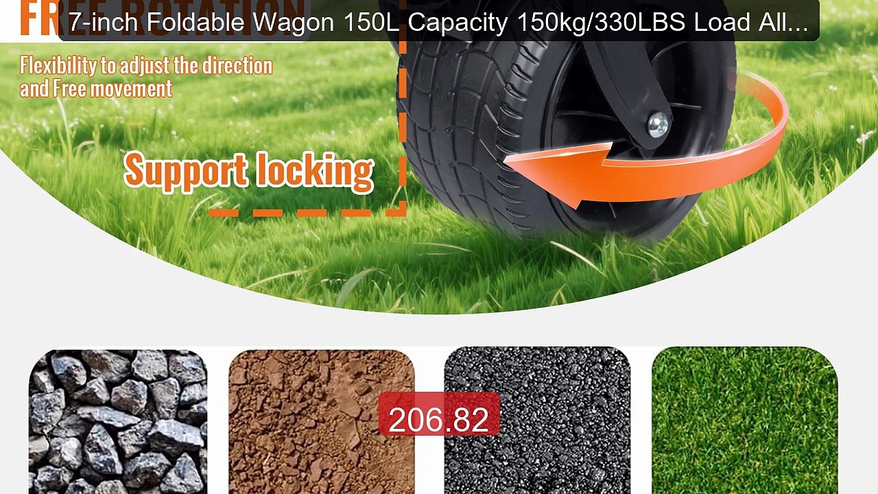7-inch Foldable Wagon 150L Capacity 150kg/330LBS Load All Terr... -- Hot Deal 2026 | Limited Offer!