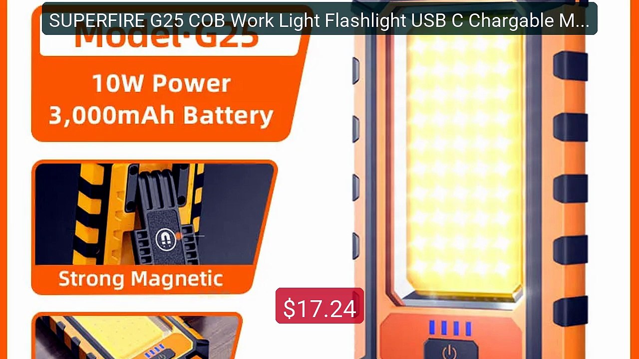 SUPERFIRE G25 COB Work Light Flashlight USB C Chargable Multi... -- Amazing Value 2026 | Must Have!