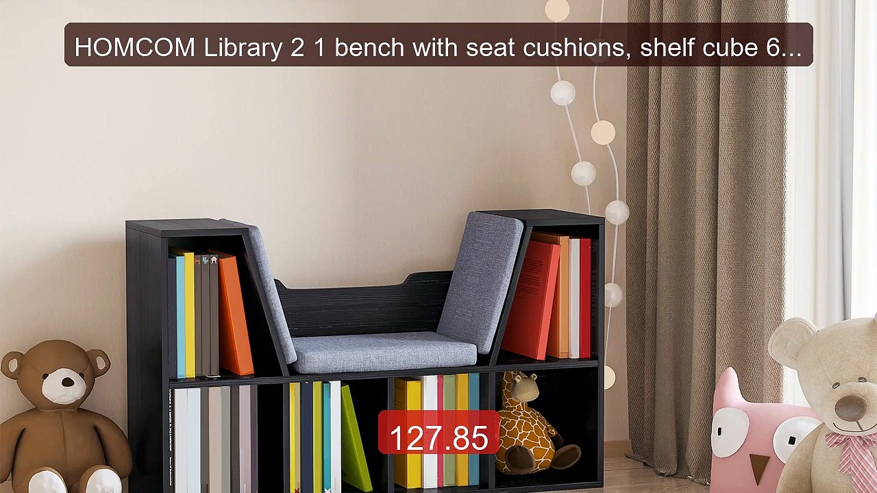 HOMCOM Library 2 1 bench with seat cushions, shelf cube 6 open comp... -- Top Rated 2026 | Buy Now!