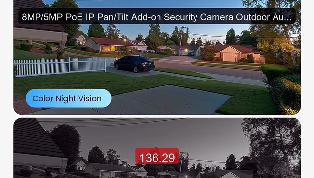 8MP/5MP PoE IP Pan/Tilt Add-on Security Camera Outdoor Auto Hu... Hot Deal 2026 | Limited Offer!