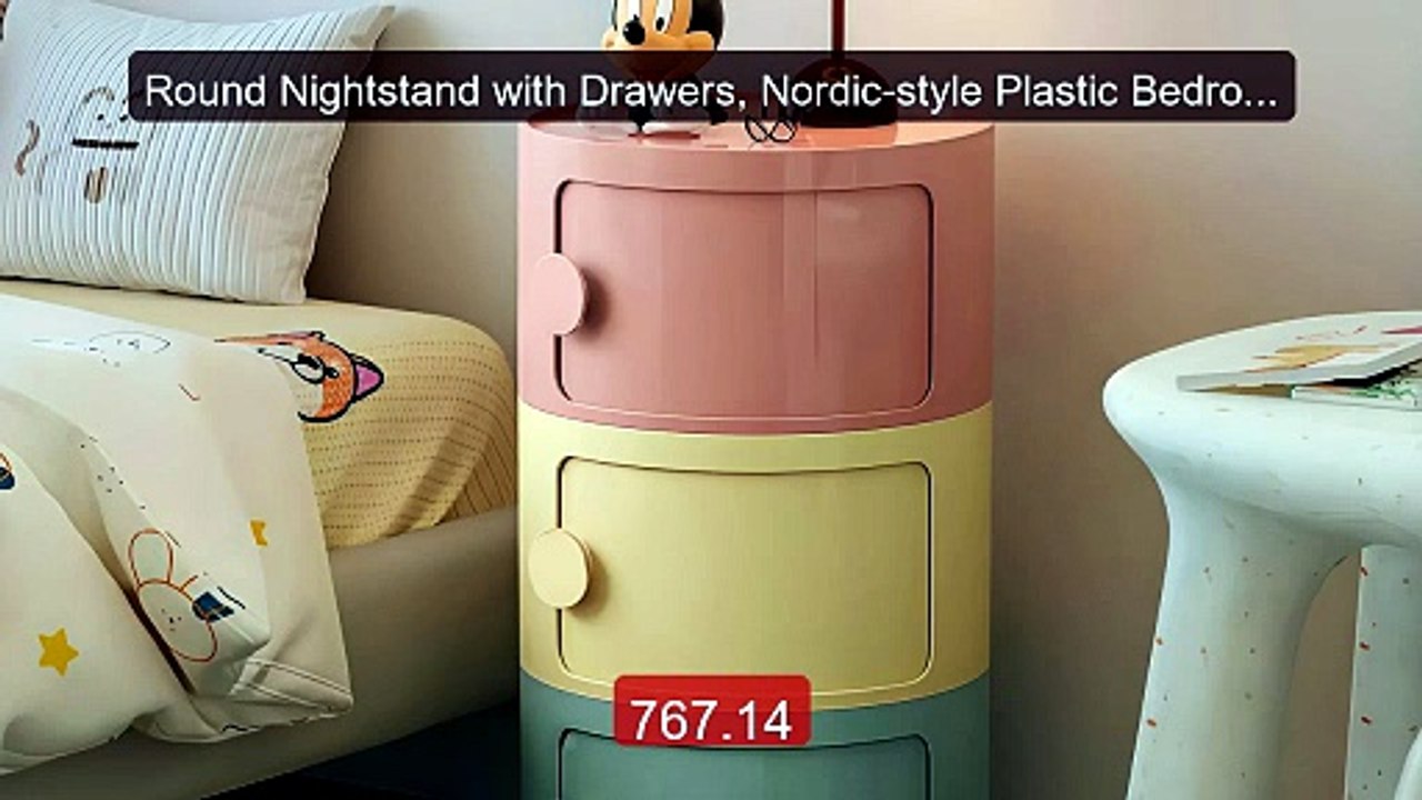 Round Nightstand with Drawers, Nordic-style Plastic Bedroom Si... -- Best Buy 2026 | Great Quality!