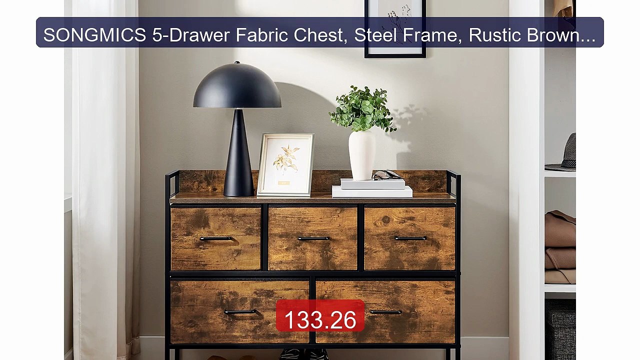 SONGMICS 5-Drawer Fabric Chest, Steel Frame, Rustic Brown/I... -- Top Pick 2026 | Unbeatable Price!