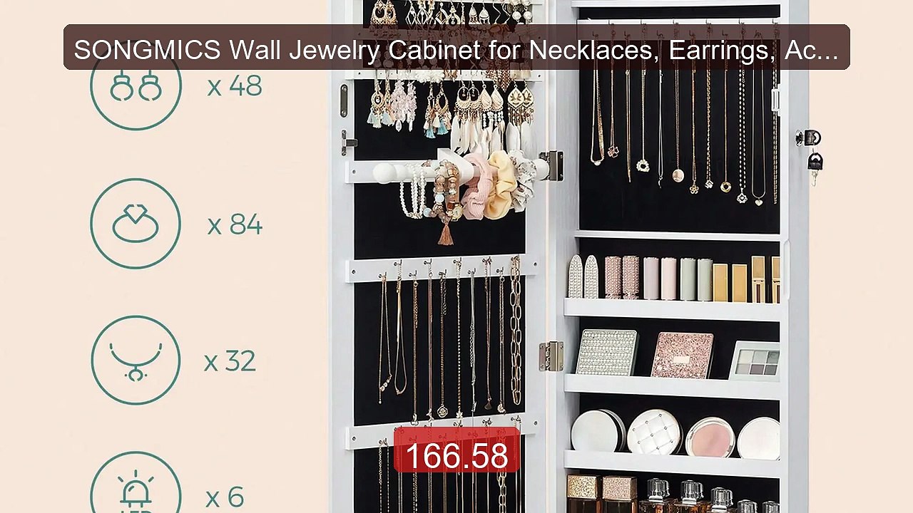 SONGMICS Wall Jewelry Cabinet for Necklaces, Earrings, Acce... -- Top Pick 2026 | Unbeatable Price!