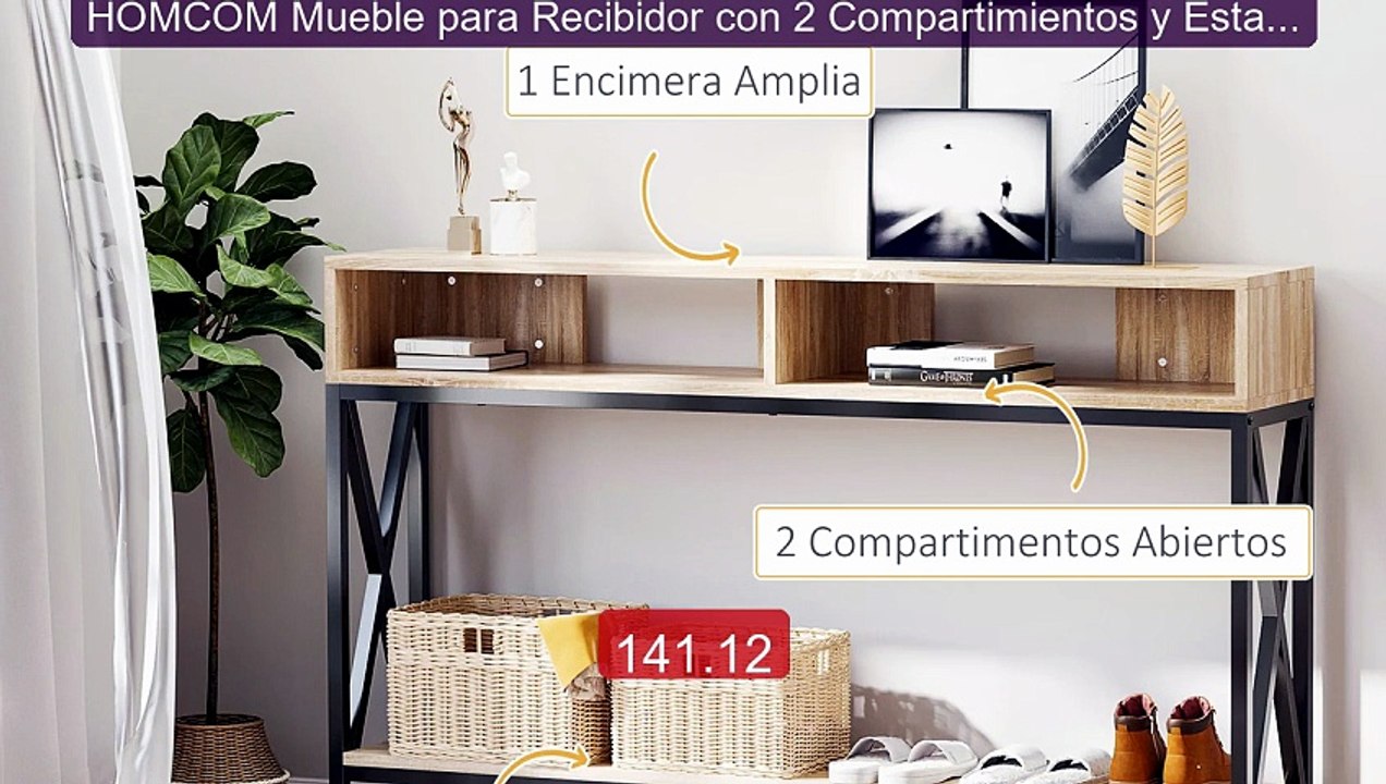 HOMCOM Mueble para Recibidor con 2 Compartimientos y Estante Conso... -- Best Deal 2026 | Shop Now!