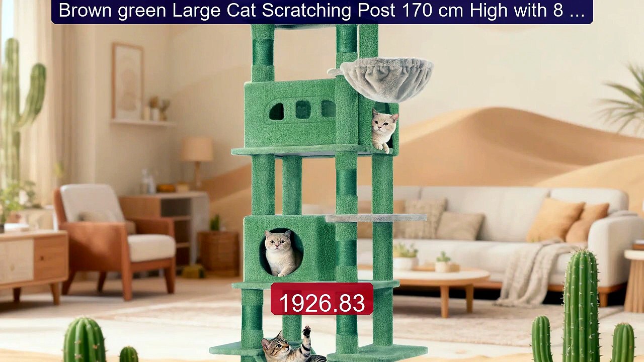 Brown green Large Cat Scratching Post 170 cm High with 8 Scrat... -- Hot Deal 2026 | Limited Offer!