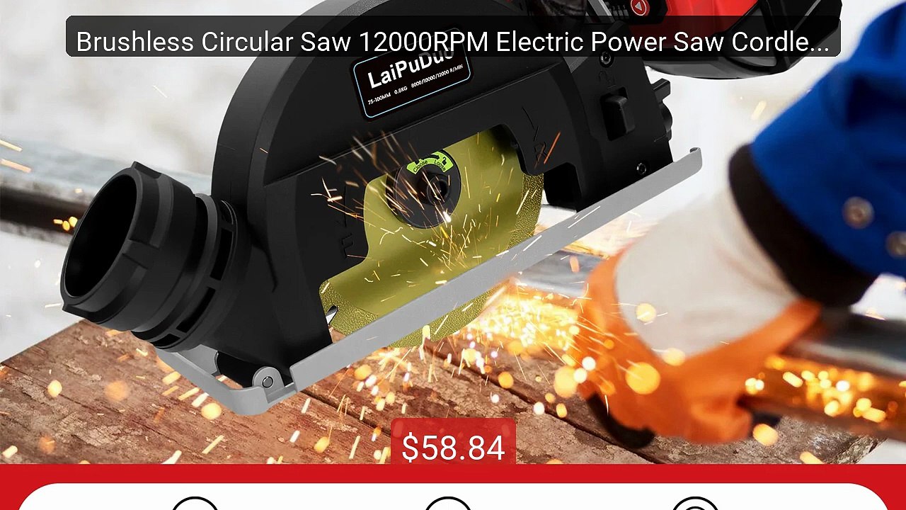 Brushless Circular Saw 12000RPM Electric Power Saw Cordless... -- Top Pick 2026 | Unbeatable Price!