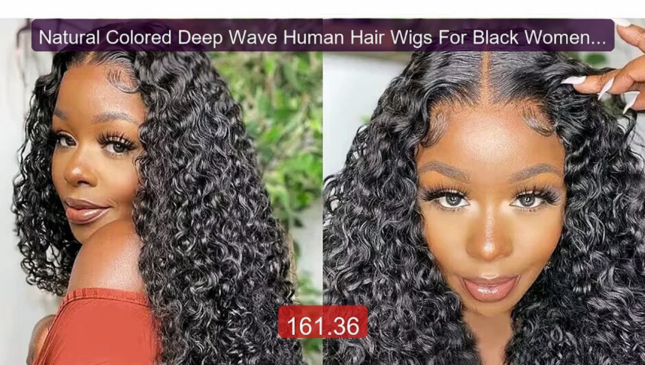 Natural Colored Deep Wave Human Hair Wigs For Black Women 44 4 ...
