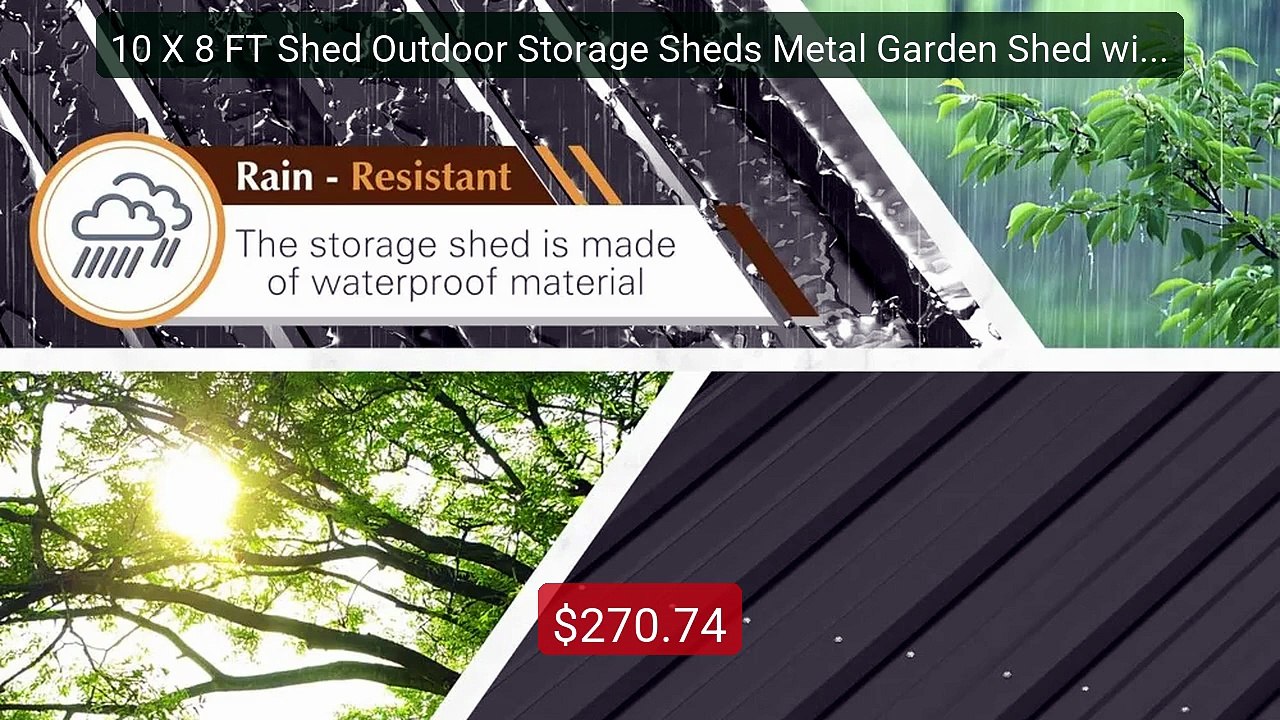 10 X 8 FT Shed Outdoor Storage Sheds Metal Gard...