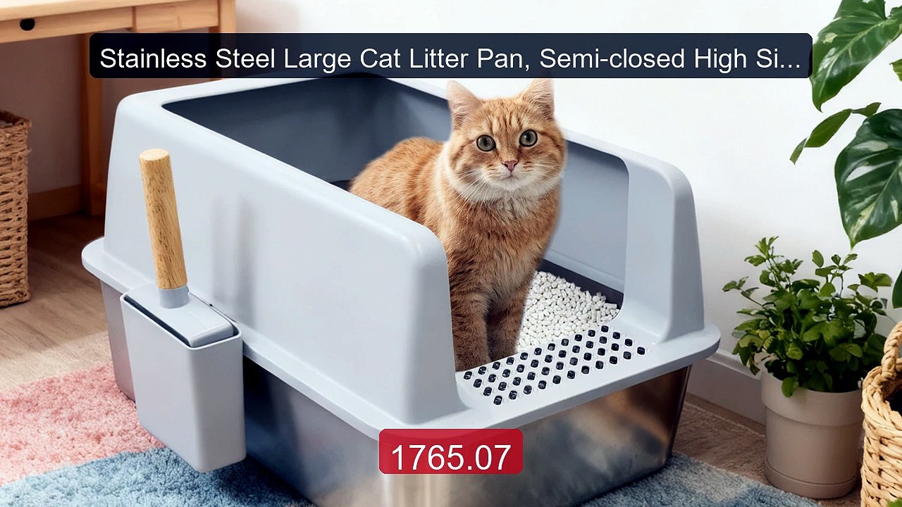 Stainless Steel Large Cat Litter Pan, Semi-closed High Sided Cat Li... -- Top Rated 2026 | Buy Now!