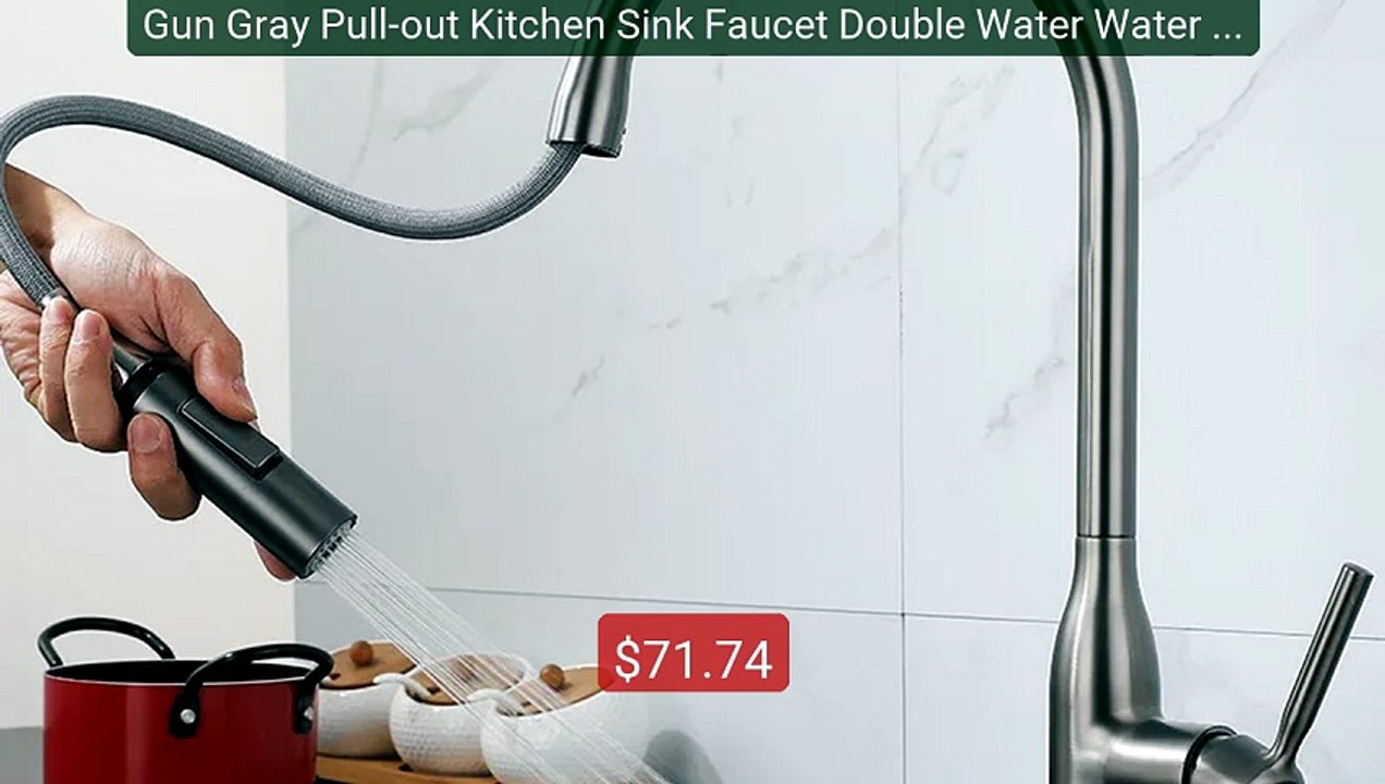 Gun Gray Pull-out Kitchen Sink Faucet Double Water Water Washbasin... -- Best Deal 2026 | Shop Now!