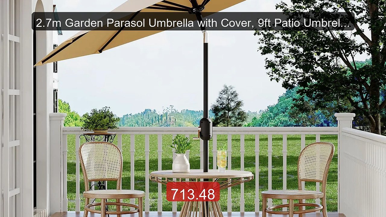 2.7m Garden Parasol Umbrella with Cover, 9ft Patio Umbrella wi... -- Best Buy 2026 | Great Quality!