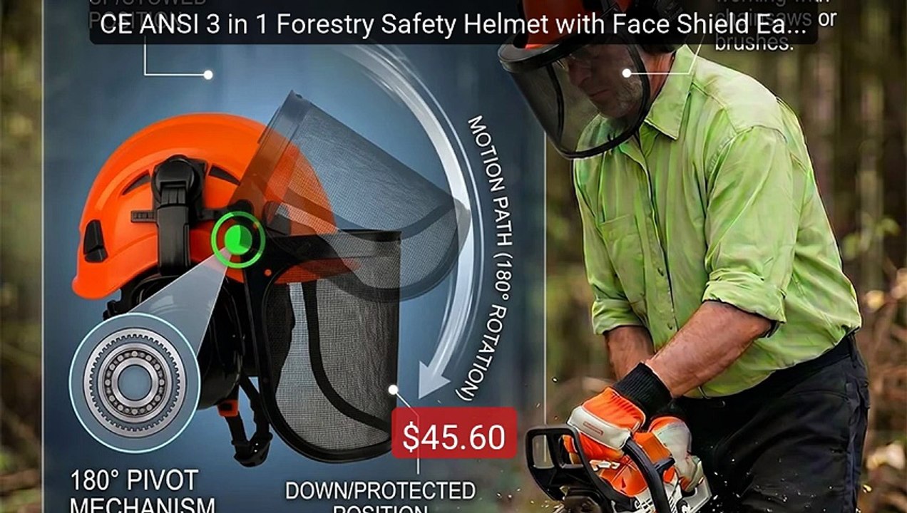 CE ANSI 3 in 1 Forestry Safety Helmet with Face Shield Earmuff... -- Best Buy 2026 | Great Quality!