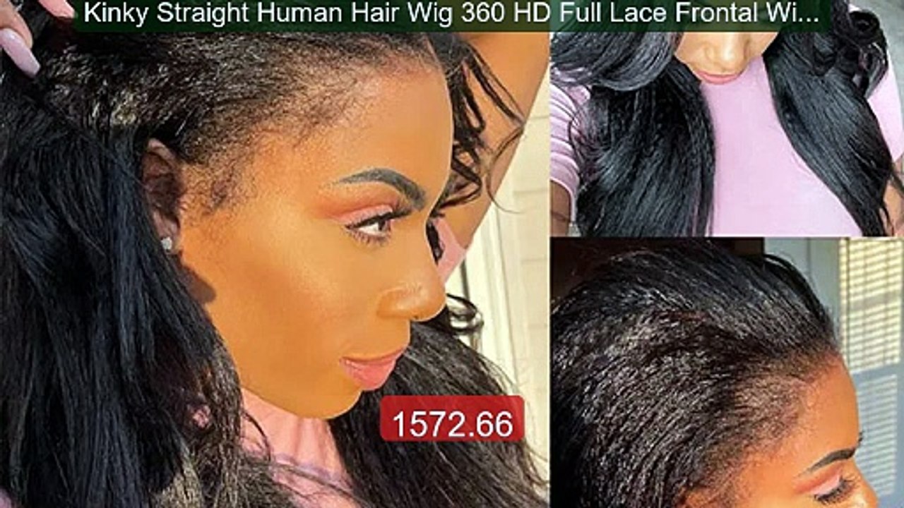 Kinky Straight Human Hair Wig 360 HD Full Lace Frontal Wig Bra... -- Best Buy 2026 | Great Quality!