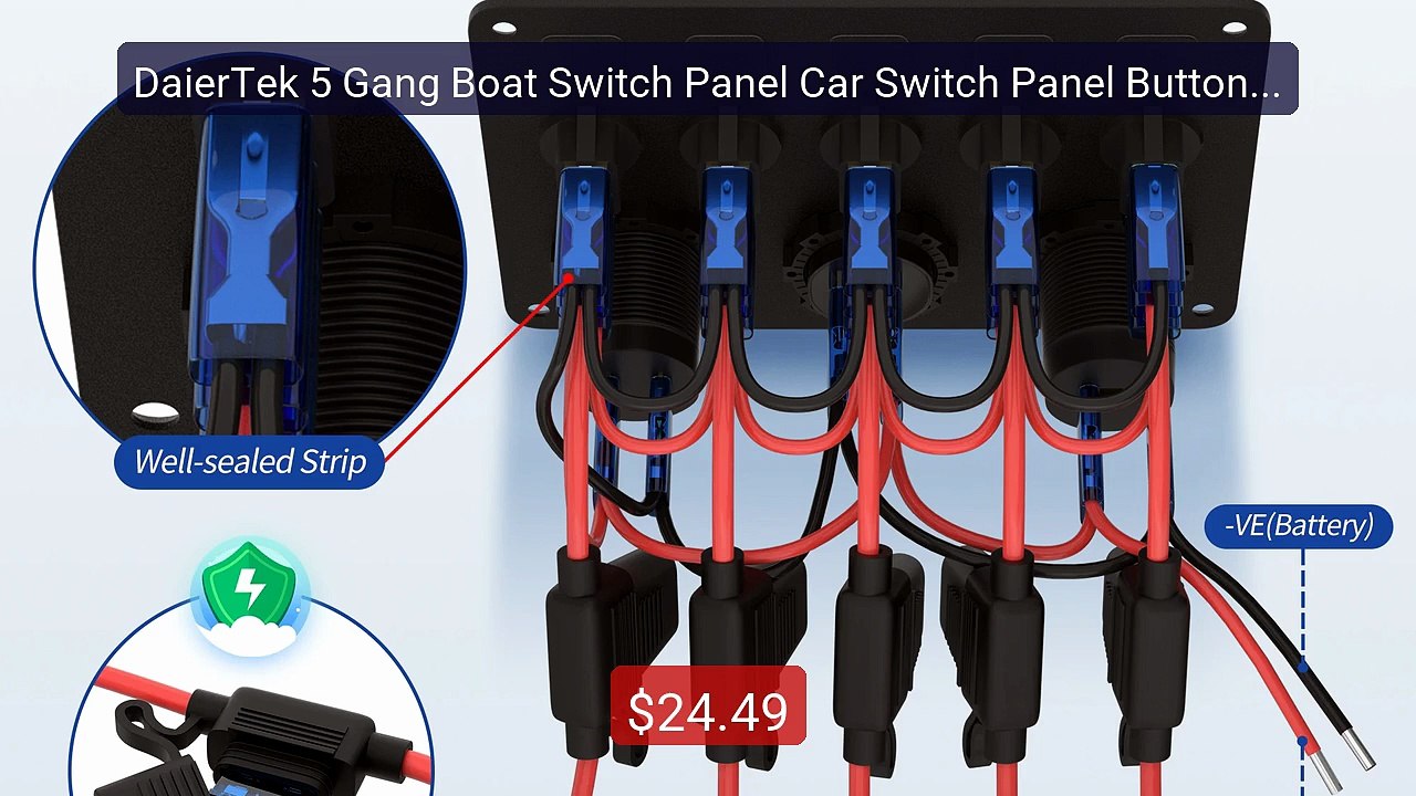 DaierTek 5 Gang Boat Switch Panel Car Switch Pa...