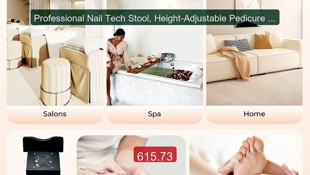 Professional Nail Tech Stool, Height-Adjustable Pedicure Chair with... Top Rated 2026 | Buy Now!