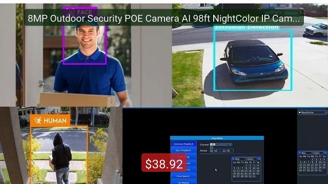 8MP Outdoor Security POE Camera AI 98ft NightColor IP Camera w... Hot Deal 2026 | Limited Offer!