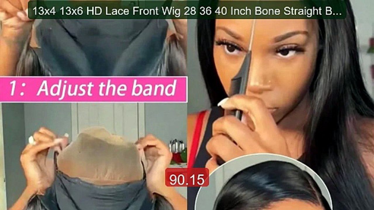 13x4 13x6 HD Lace Front Wig 28 36 40 Inch Bone Straight Brazilian H ...
