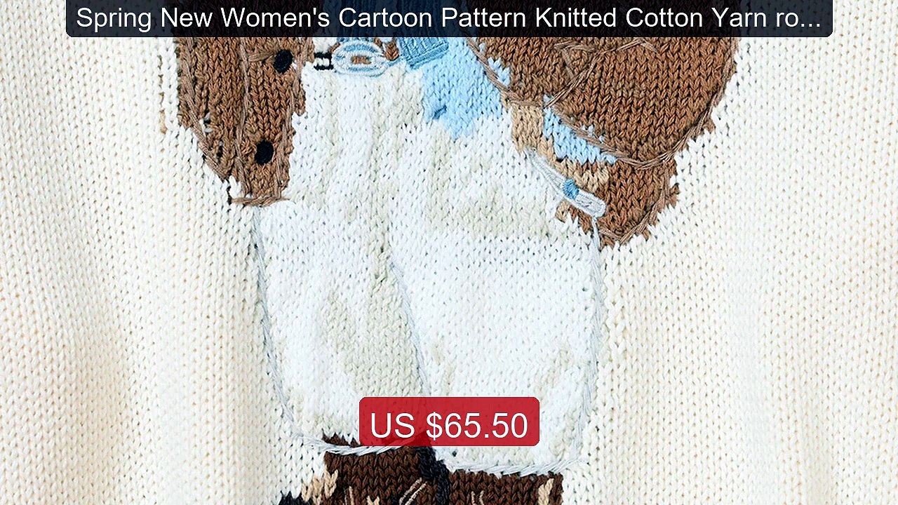 Spring New Women's Cartoon Pattern Knitted Cotton Yarn round Neck ... -- Best Deal 2026 | Shop Now!