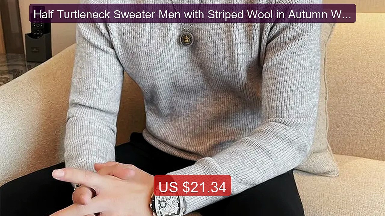 Half Turtleneck Sweater Men with Striped Wool in Autumn Winter Thic... -- Top Rated 2026 | Buy Now!