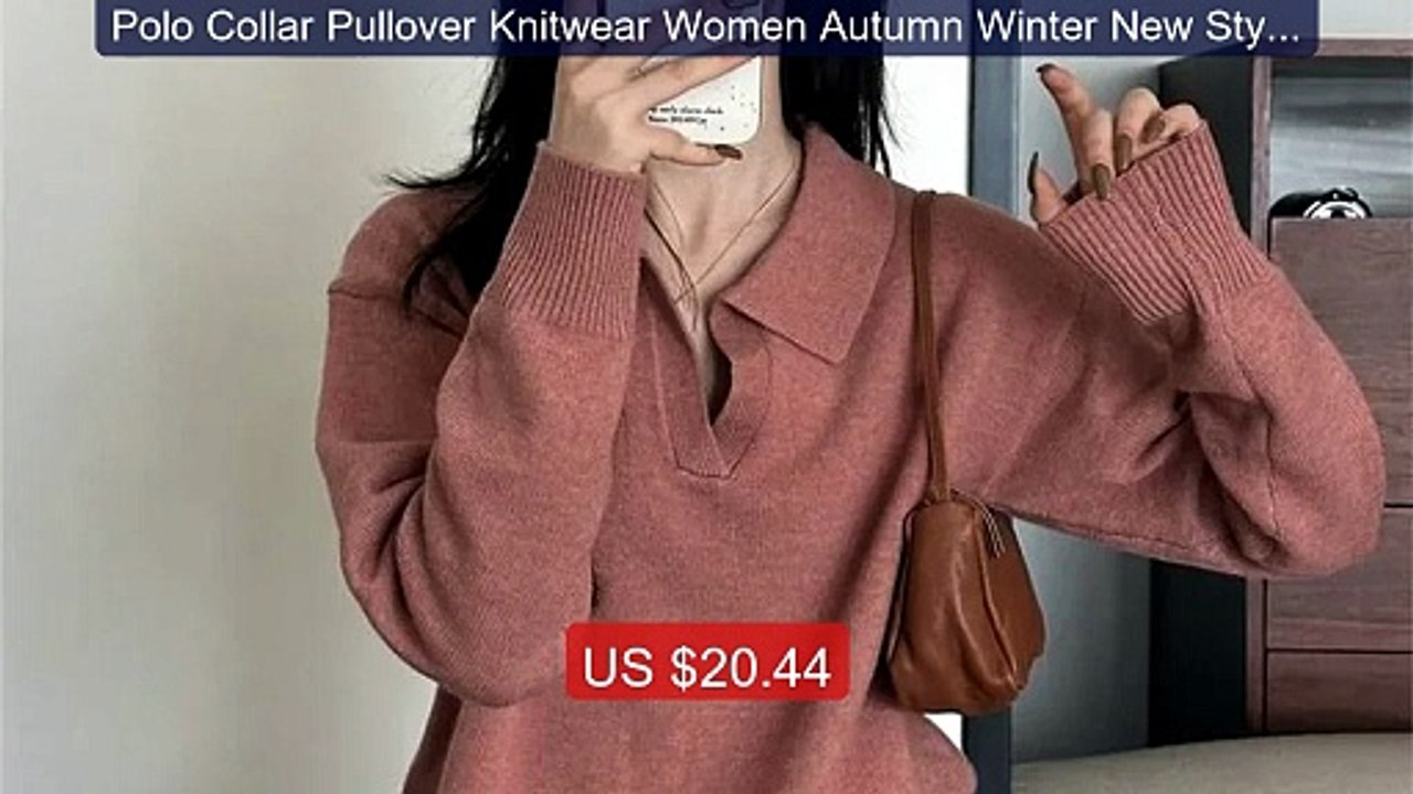 Polo Collar Pullover Knitwear Women Autumn Winter New Style... -- Top Pick 2026 | Unbeatable Price!