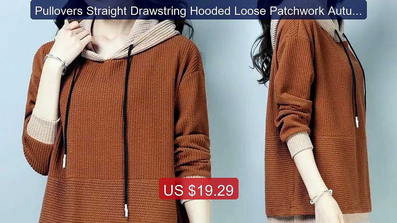 Pullovers Straight Drawstring Hooded Loose Patchwork Autumn W... -- Amazing Value 2026 | Must Have!