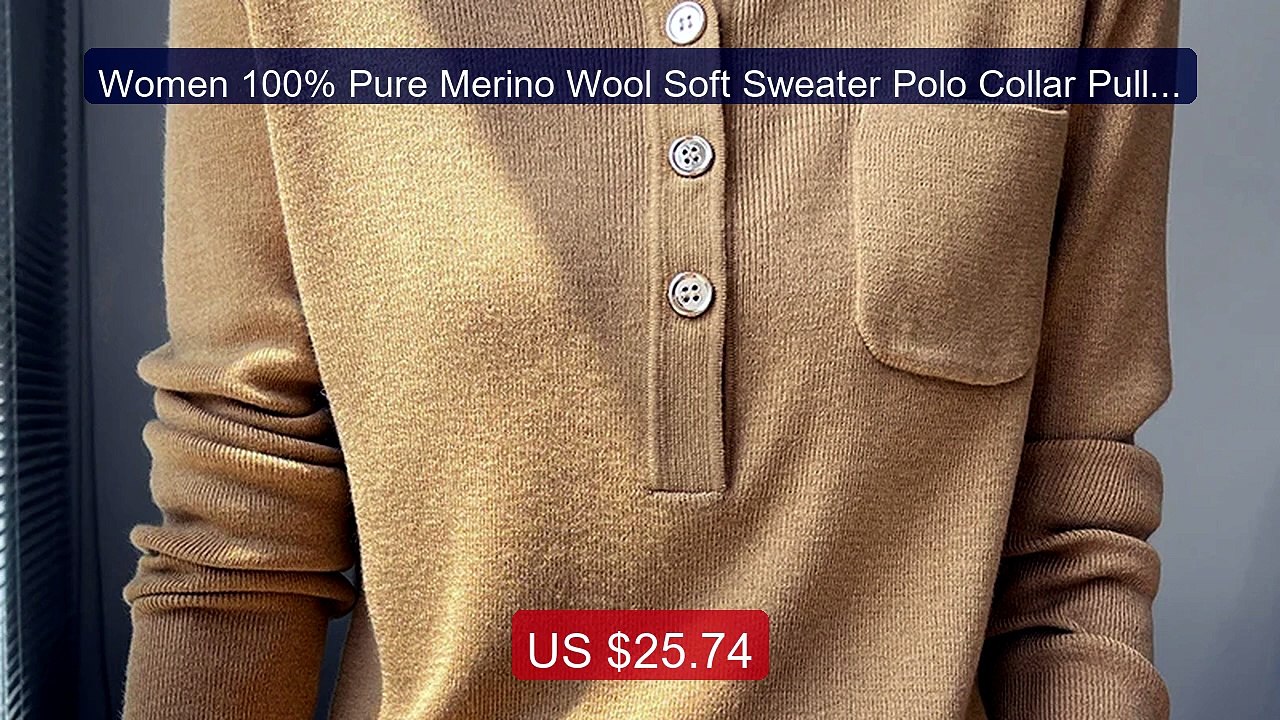 Women 100% Pure Merino Wool Soft Sweater Polo Collar Pullov... -- Top Pick 2026 | Unbeatable Price!