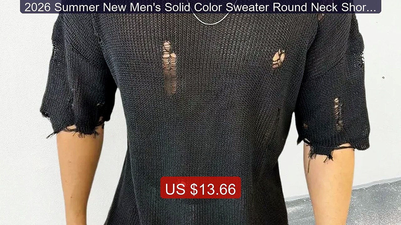 2026 Summer New Men's Solid Color Sweater Round Neck Short Sleeve ... -- Best Deal 2026 | Shop Now!