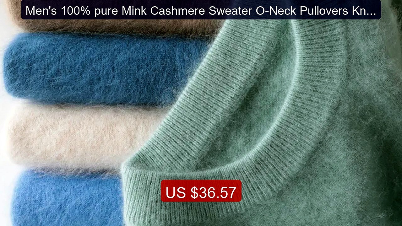 Men's 100% pure Mink Cashmere Sweater O-Neck Pullovers Knit La... -- Best Buy 2026 | Great Quality!