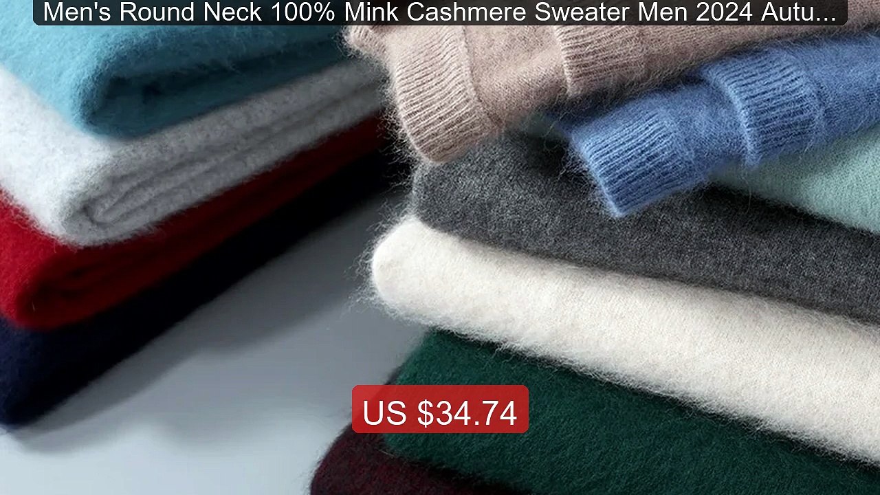 Men's Round Neck 100% Mink Cashmere Sweater Men 2024 Autumn and Wi... -- Best Deal 2026 | Shop Now!